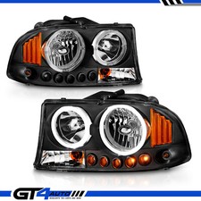 For 1997-2003 04 Dakota Dodge Durango Dual LED Halos Black Projector Headlight picture