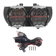 Honeycomb Led Dual Headlight Amber DRL Hi/Lo Beam For Harley Touring Road Glide picture