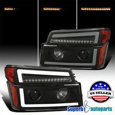 Fits 2004-2012 Colorado Canyon Black Smoke Projector Headlights LED Sequential picture