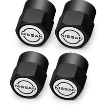 Compatible with Nissan 4Pcs Tire Valve Stem Caps Black Anodized Aluminum Set picture