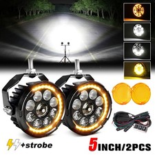 Pair Yellow White Motorcycle LED Spot Light Auxiliary Headlight Fog Driving Lamp picture