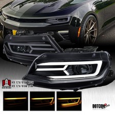 Fits 2016-2018 Chevy Camaro Smoke Projector Headlights LED DRL Sequential Signal picture