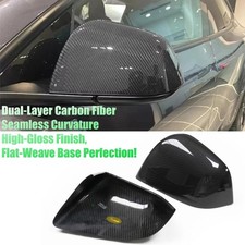 2PCS Real Carbon Fiber Side Mirror Cover for Tesla Model Y 2020-2024 picture