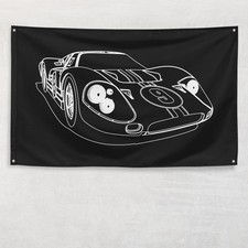 GT40 MK4 Mark IV Race Flag 3x5 ft Banner Car Silhouette Garage Man Cave Gift picture