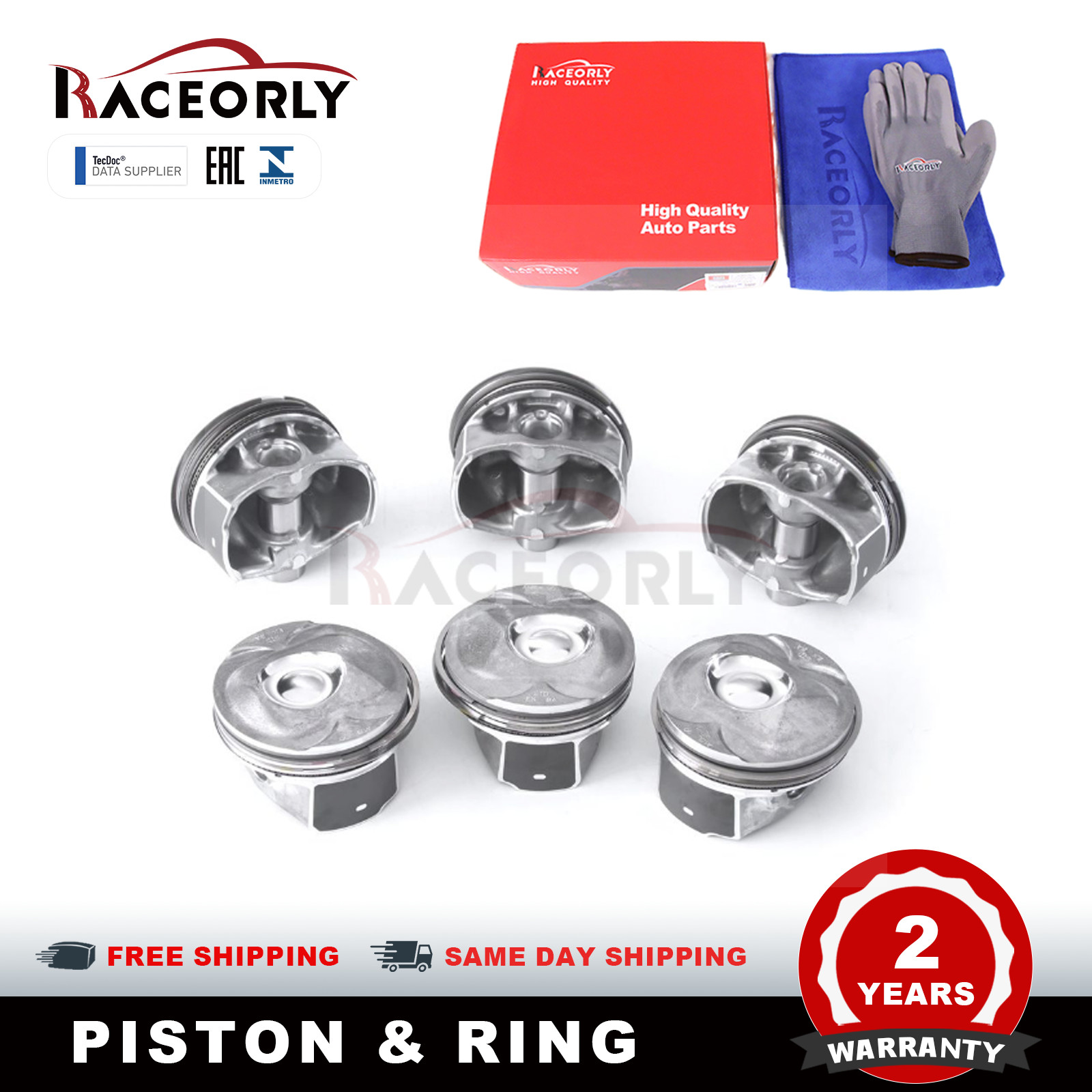 RACEORLY Engine Pistons & Rings Set For Jaguar XF Land Rover 3.0L V6 306PS AJ126