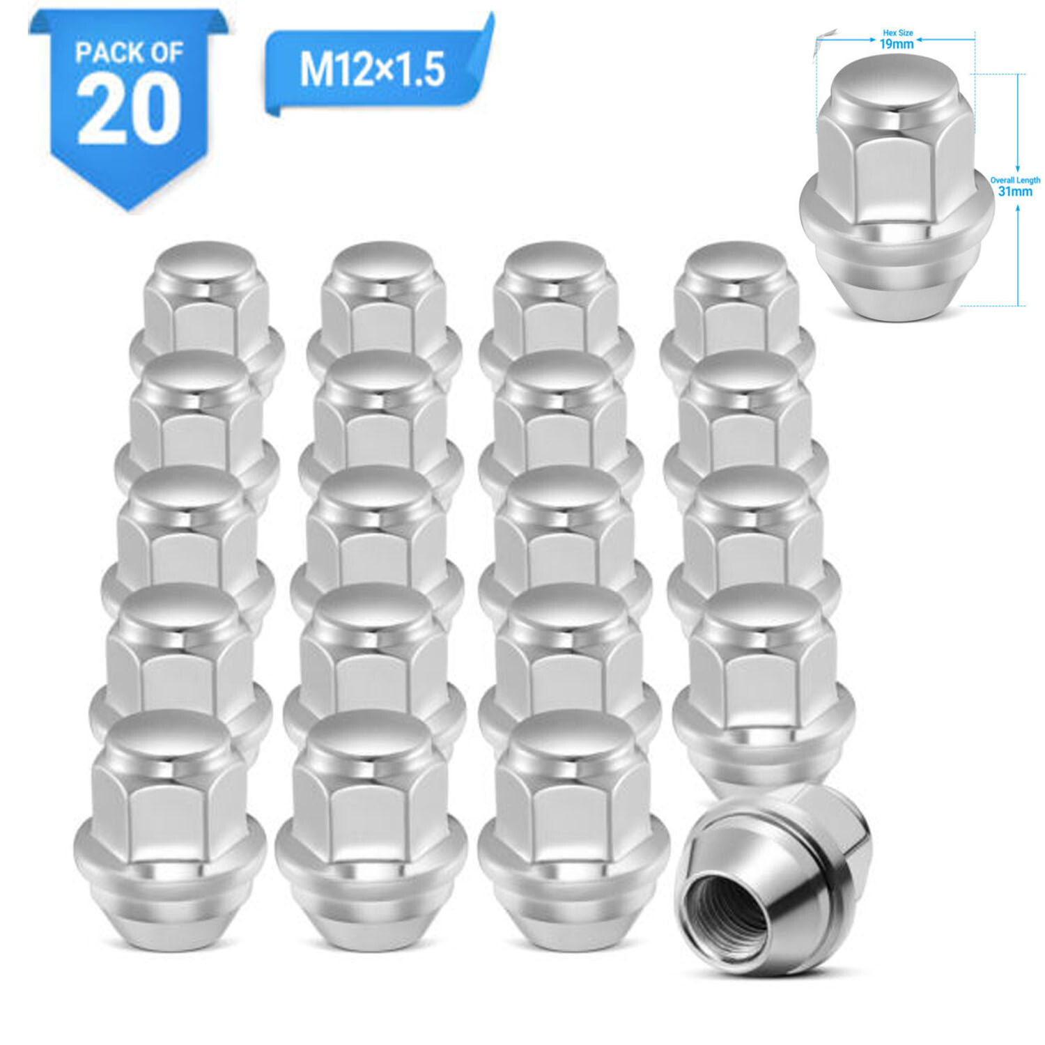 20pcs 12x1.5 Factory Stock Lug Nuts for Ford Focus Fusion Escape EcoSport