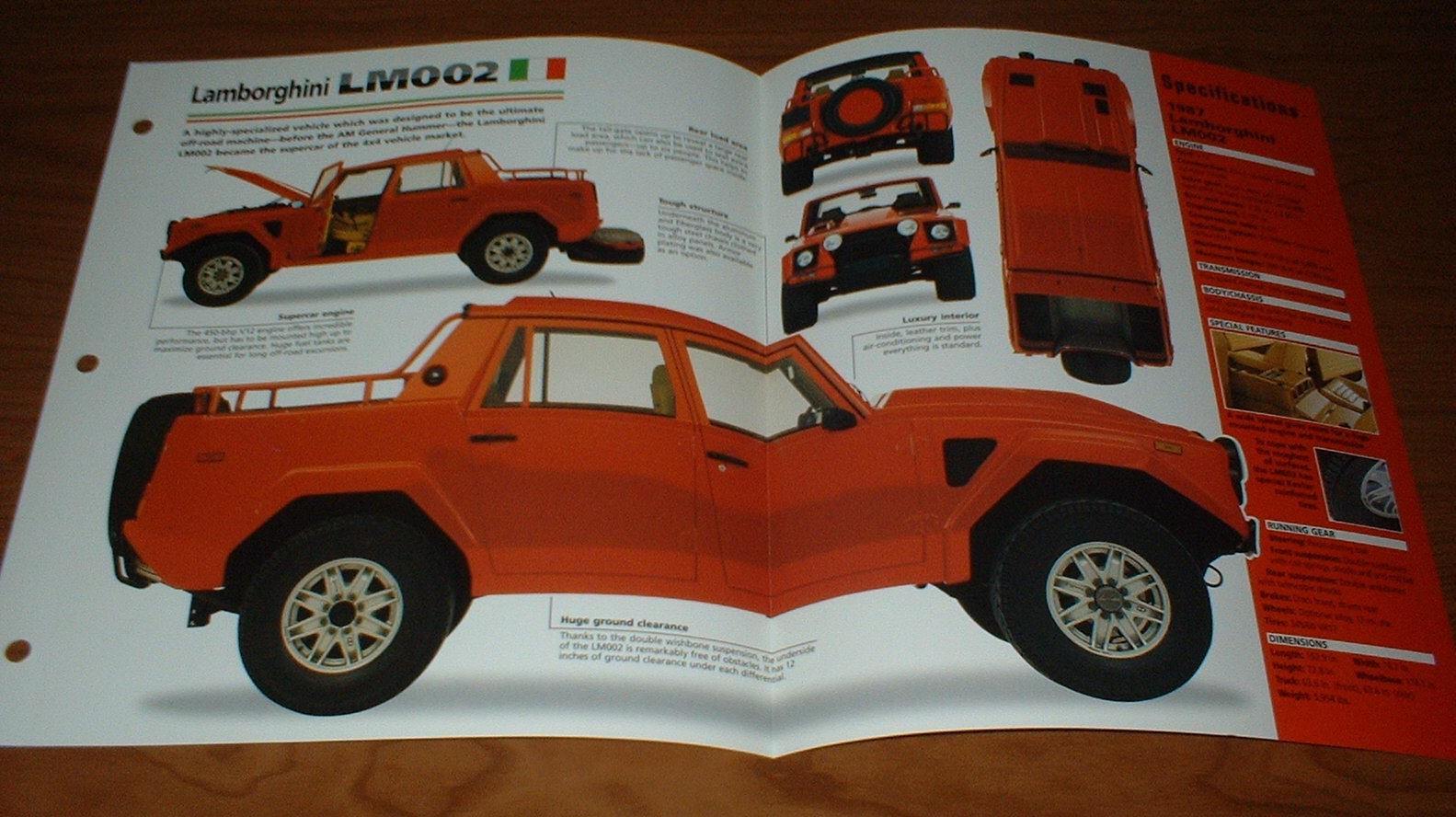 1987 LAMBORGHINI LM002 ORIGINAL IMP BROCHURE SPECS INFO 87-93 RAMBO LAMBO