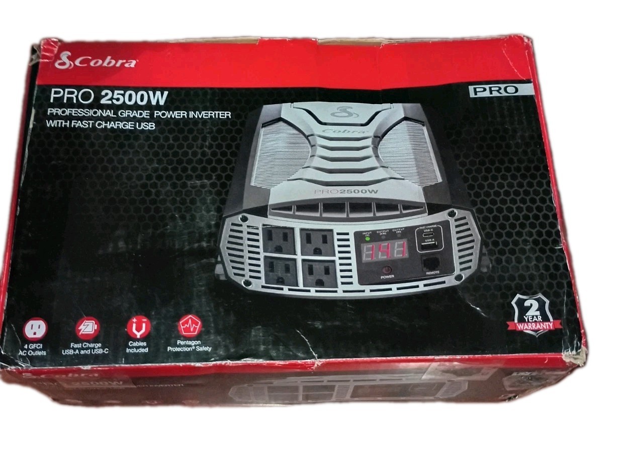 Cobra PRO 2500W Professional Grade Power Inverter, Portable – 2500-Watt Car Char