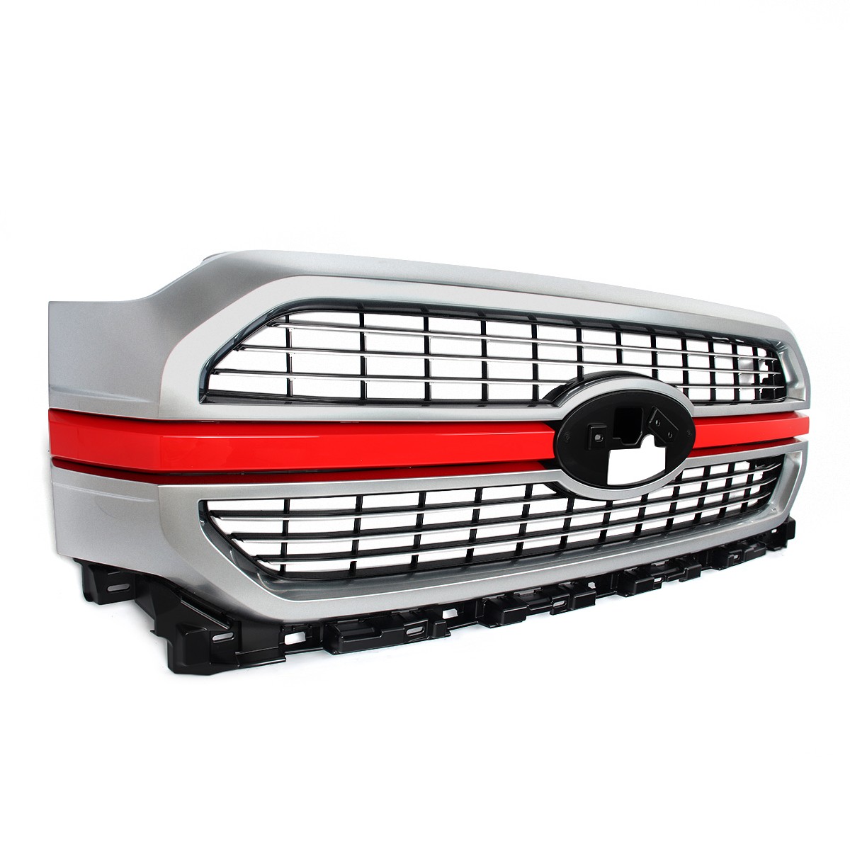 For 2021-23 Ford F-150 F150 Limited Front Grille Grill Race Red+Satin Aluminum
