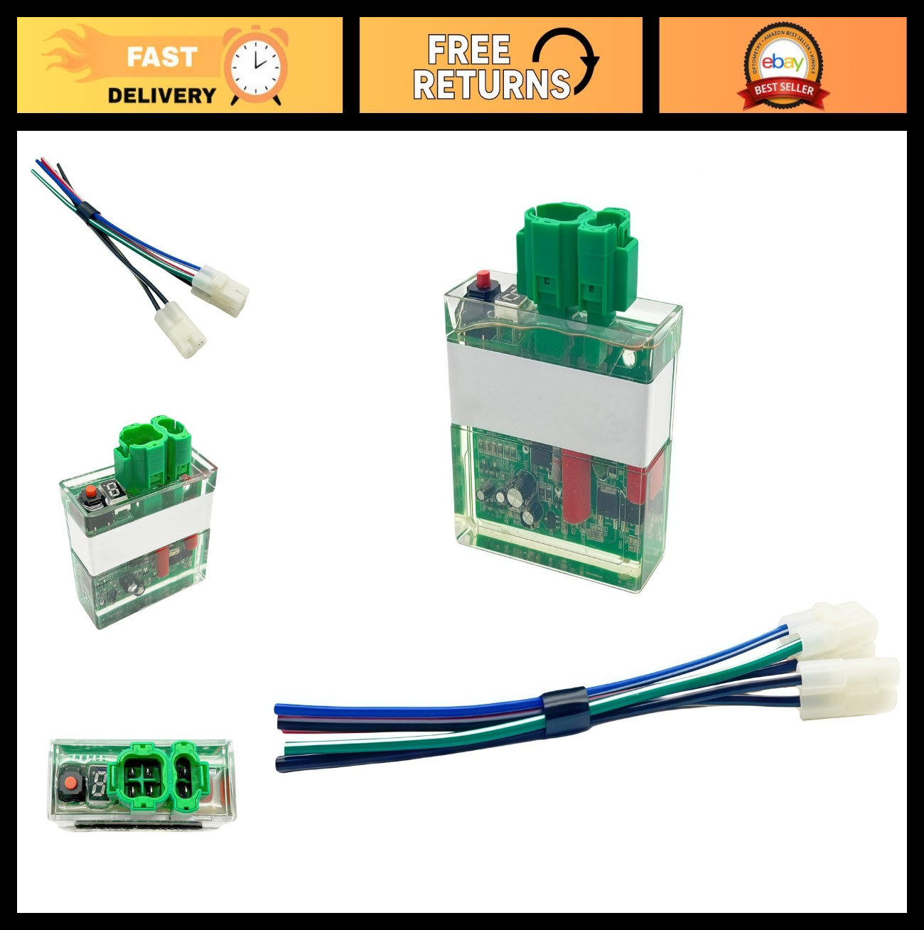 6 Pin AC Racing CDI Box with Cable Adapter for GY6 50cc 125cc 150cc Moped ATV Sc 6 Pin AC Racing CDI Box with Cable Adapter for GY6 50cc 125cc 150cc Moped ATV Sc