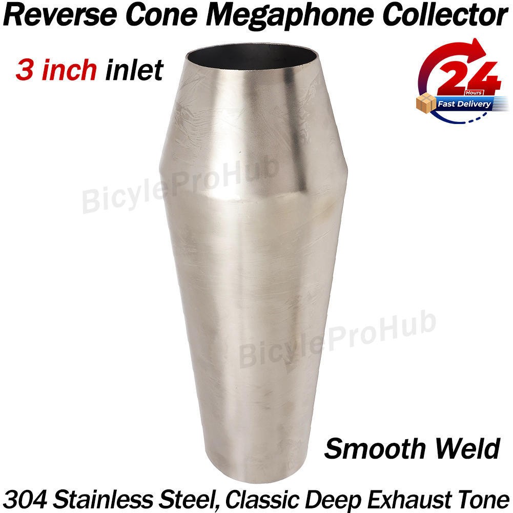3 in Megaphone Stainless Reverse Cone Megaphone Collector for Motorcycle Exhaust