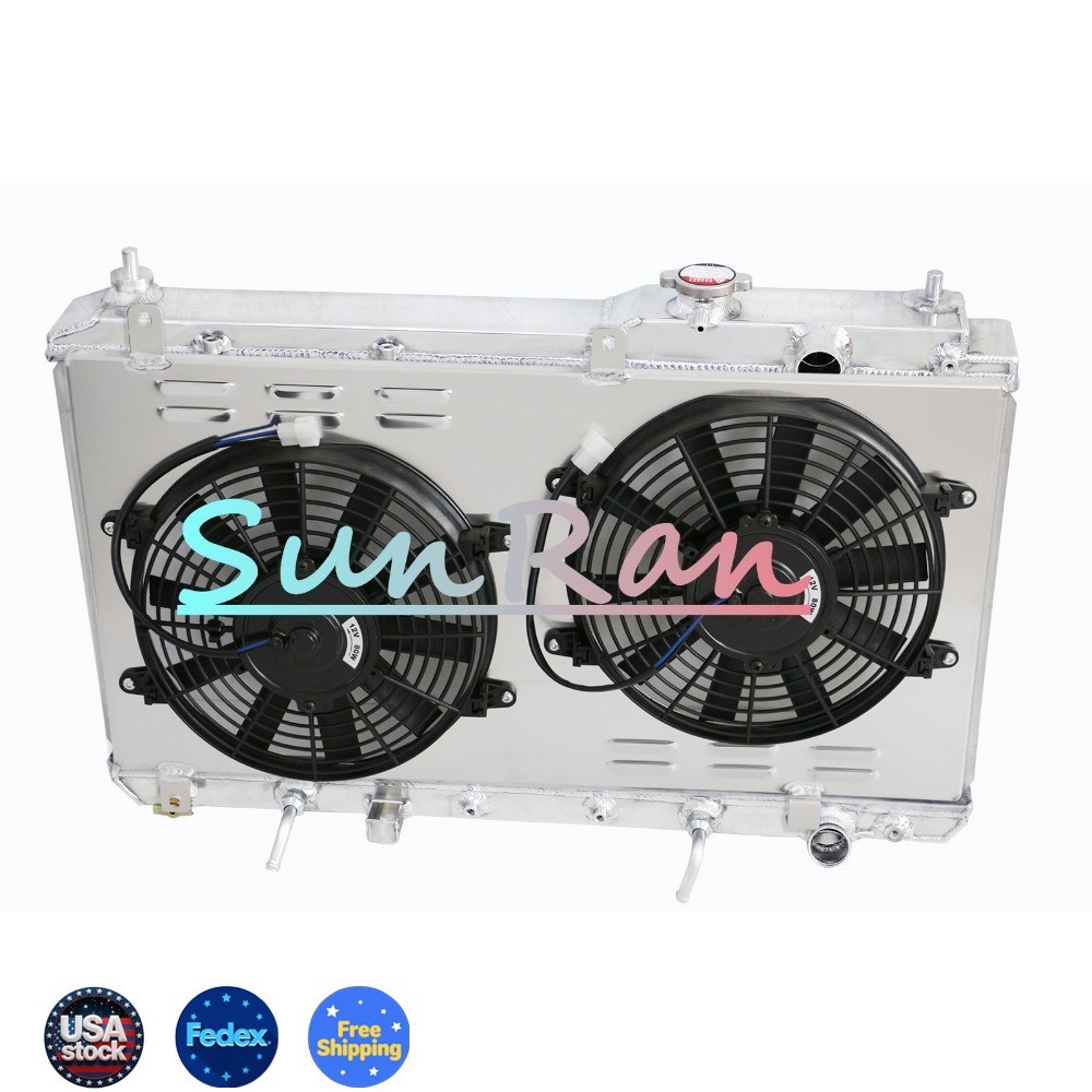 #2051 Alu 2 Row Radiator+Shroud+Fan For 1997-2001 Honda CR-V 2.0L 1972CC L4 GAS