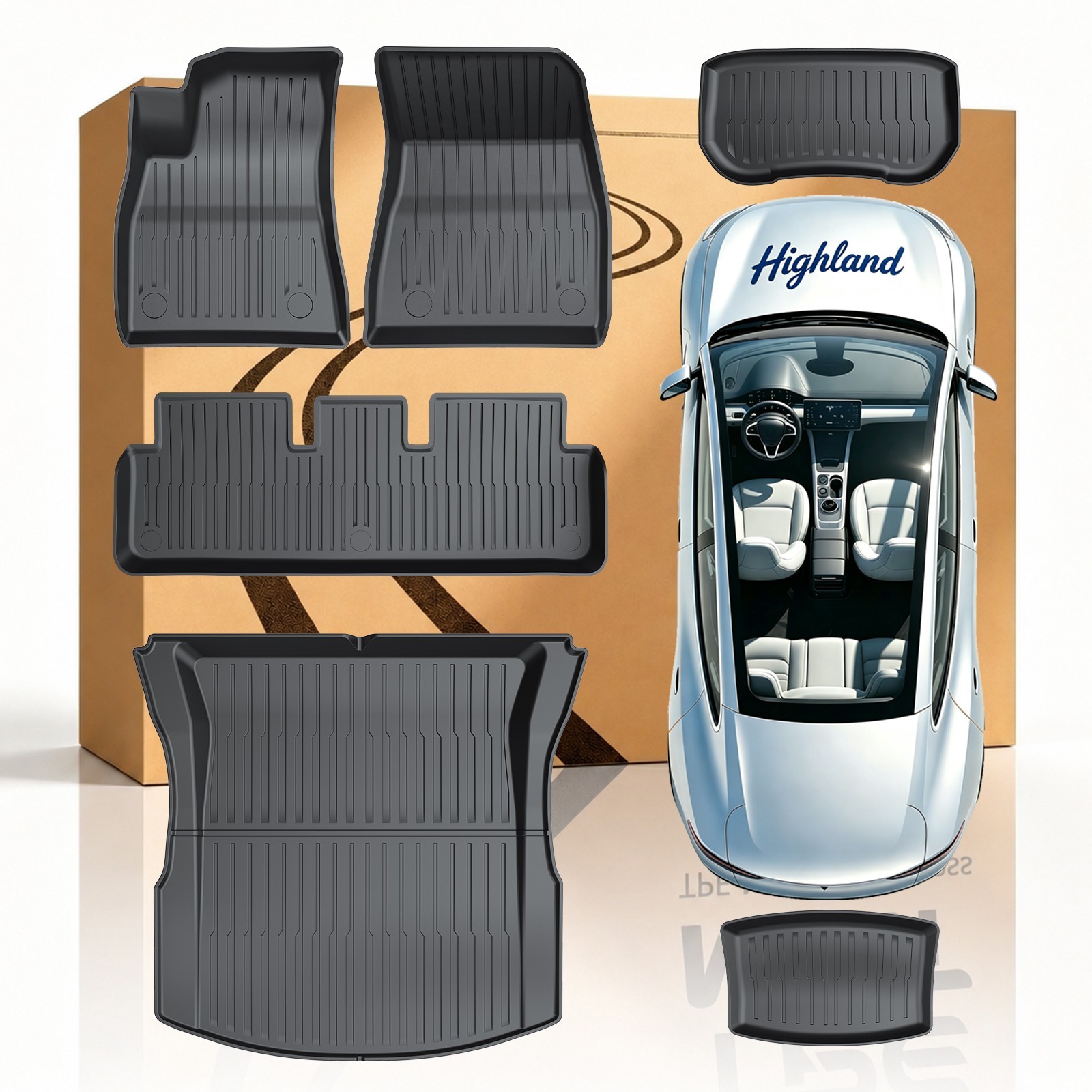 COMAUTO TPE Floor mats & Frunk Liner for Tesla Model 3 Highland 2024-2027 6PCS