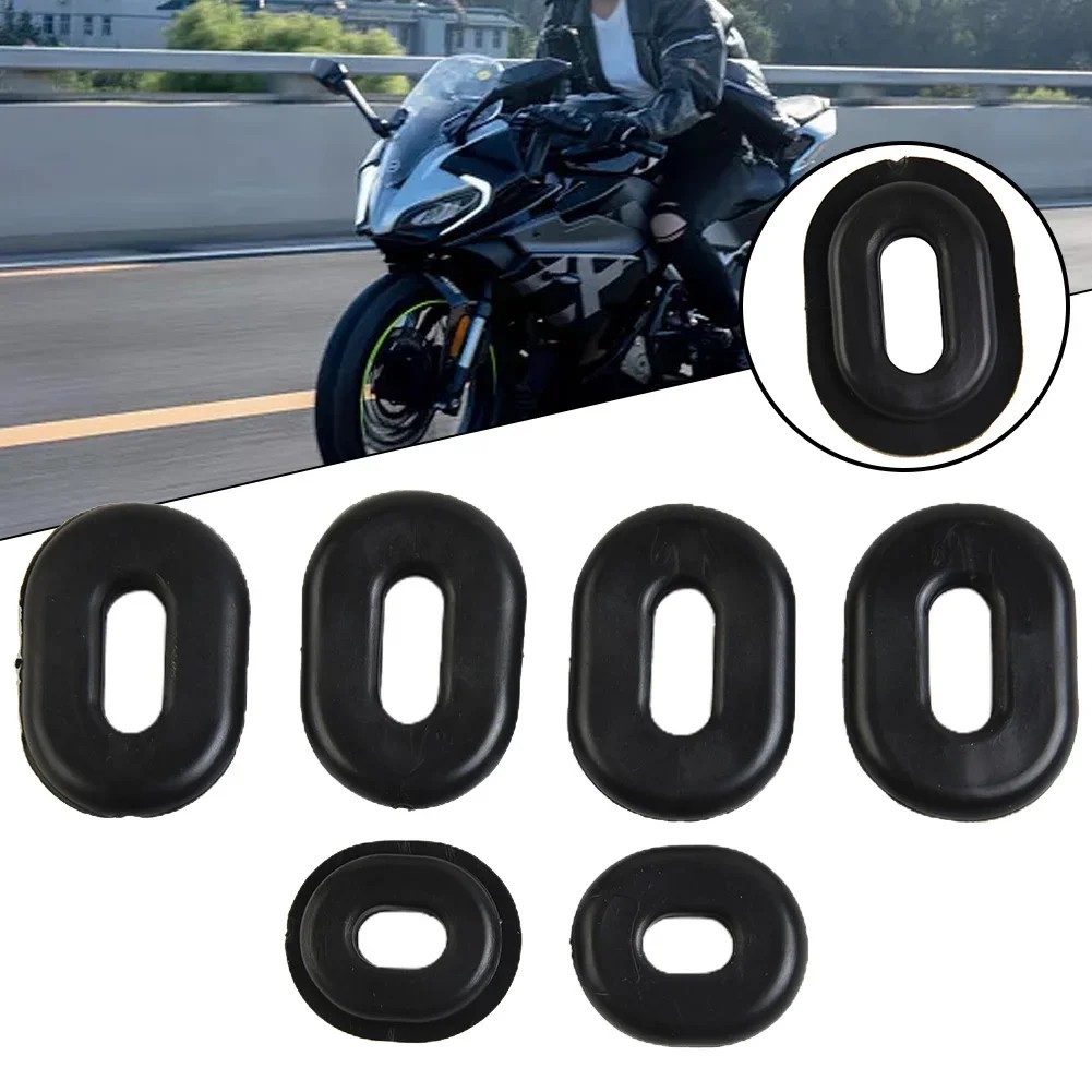 6pcs Oval Round rubber Side Black Cover Grommets For Motorcycle Accessories