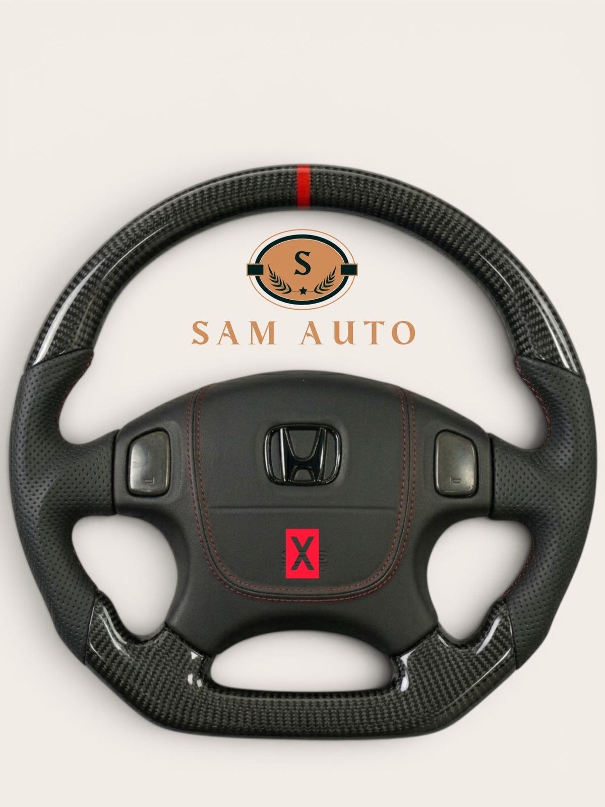 Honda Civic 1996-2000 & CR-V 1997-2001 Custom Real Carbon Fiber Steering Wheel.