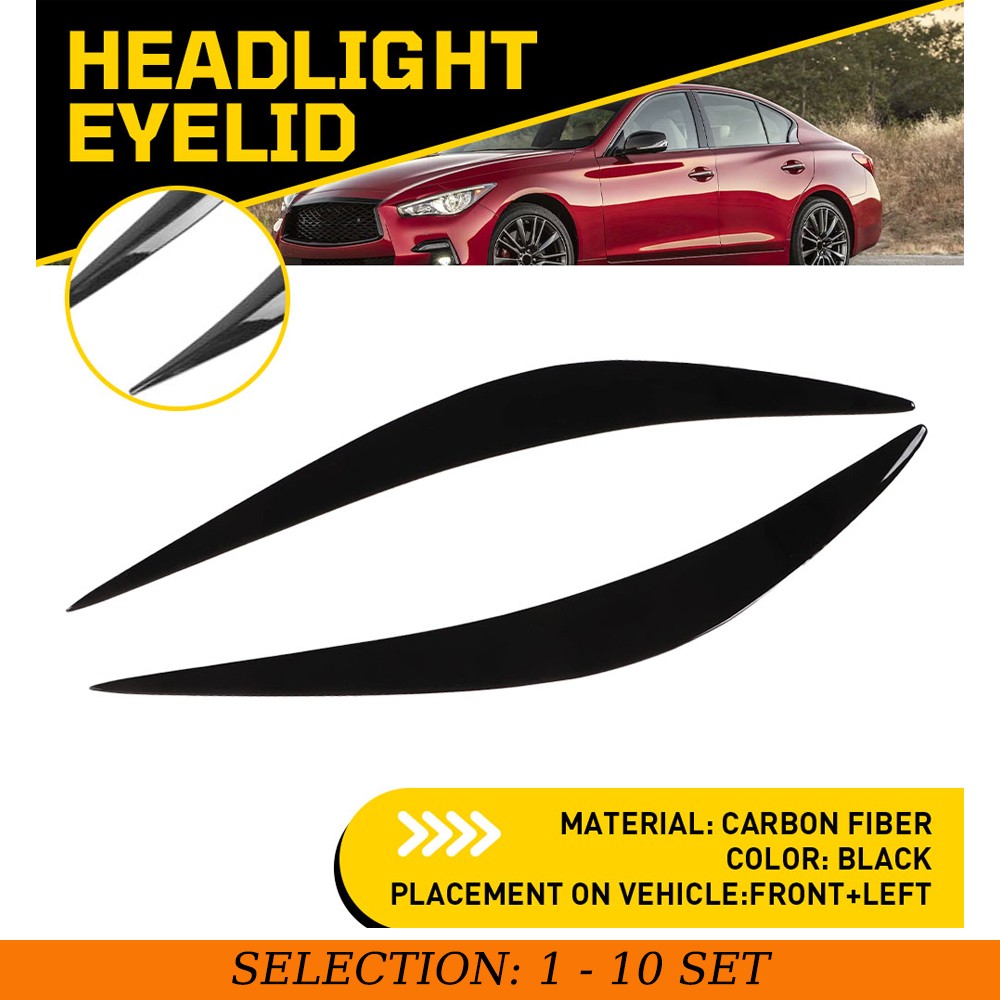 2-20X Headlight Eyelid Eyebrows Eye Lid Brow Gloss Black For Infiniti Q50 14-21