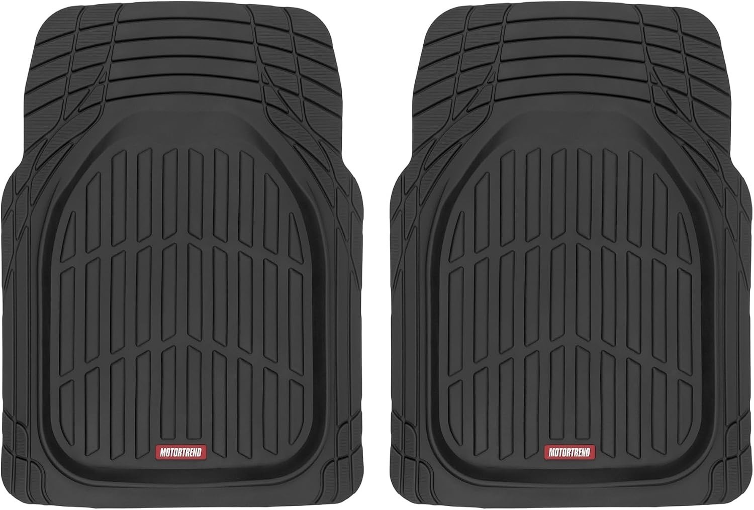 Ergonomic Black Rubber Floor Mats for Car, SUV & Truck - All-Weather 2 Piece Set