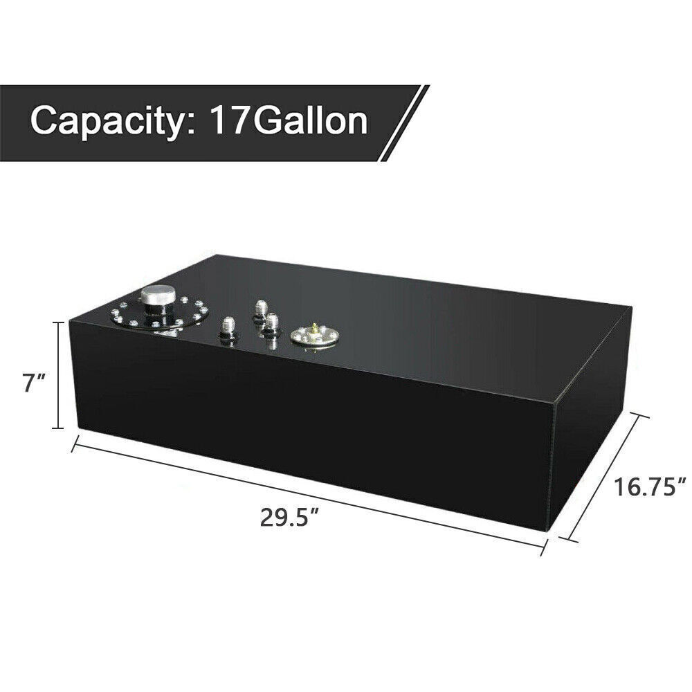 17 Gallon 64L Top-Feed Coated Fuel Cell Gas Tank+Cap+Level Sender+Steel Line Kit