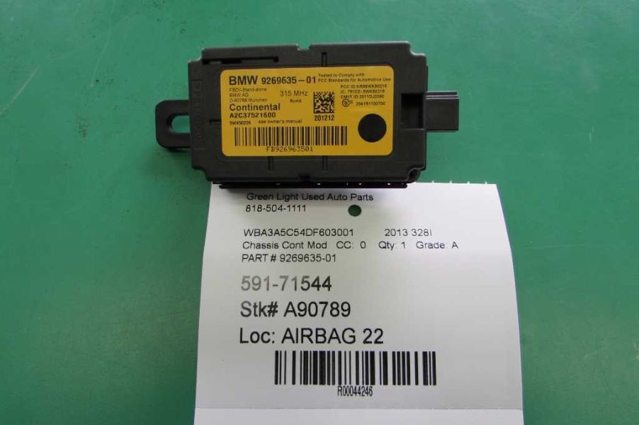 12 13 14 BMW 328I CHASSIS ECM SUSPENSION TPMS SDN 44246