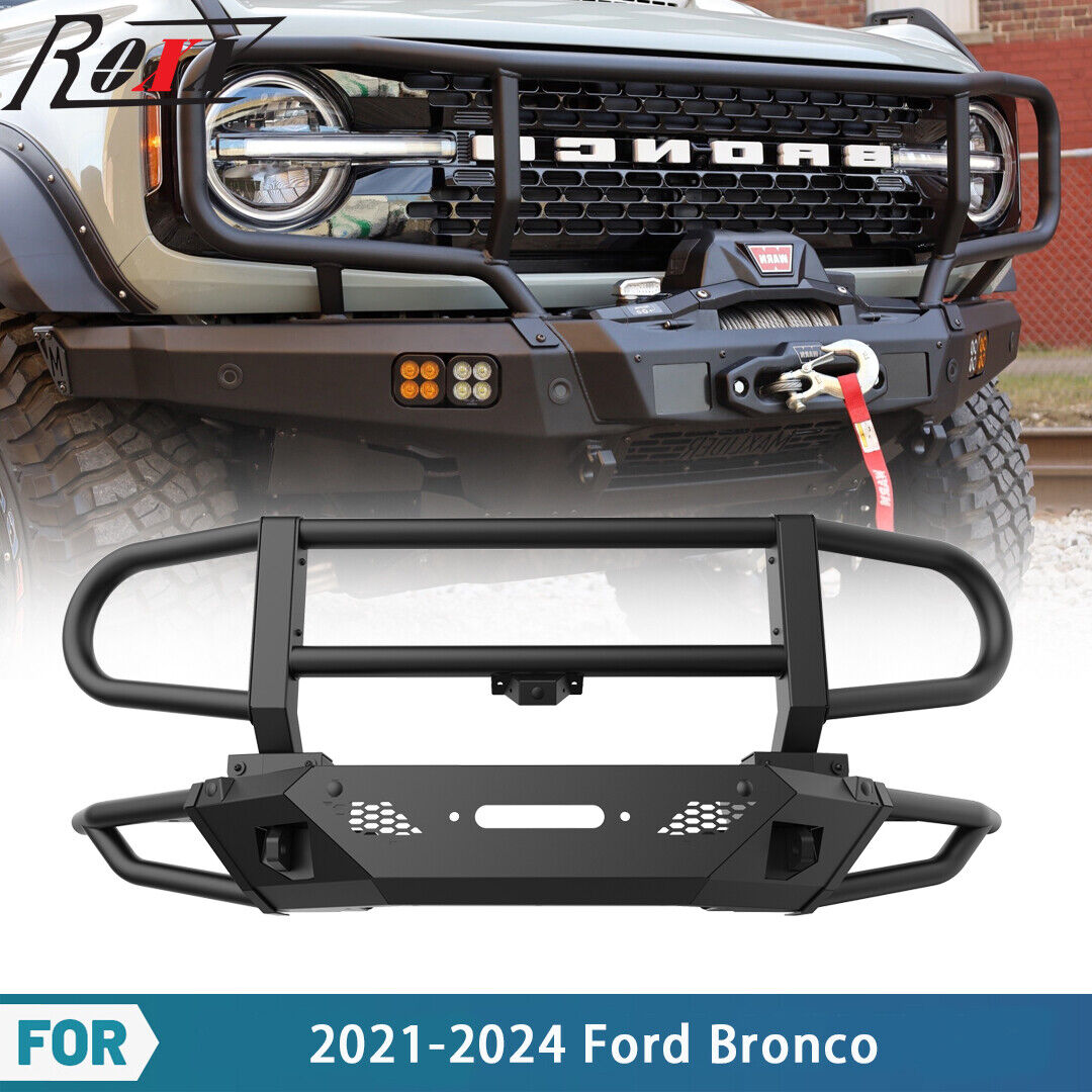 3 In 1 Front Bumper Assembly w/2xSide Wings+Upper Bend For 2021-2024 Ford Bronco