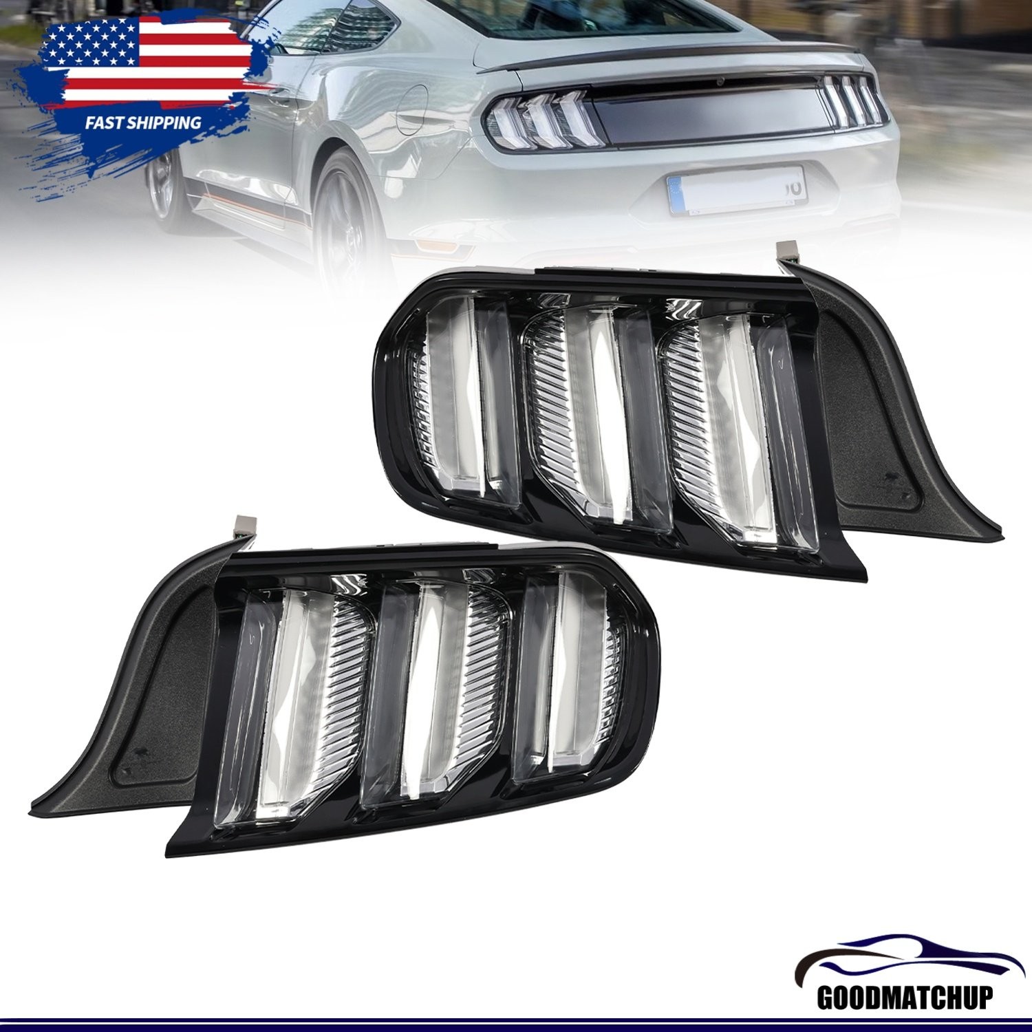 Set LED Tail lights For 2015-2022 Ford Mustang Euro Style w/ Sequential Signals