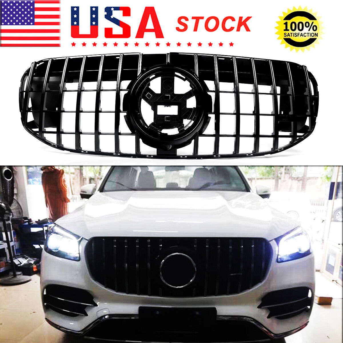 GLS63 AMG Style Black GTR Grille with Bracket For Benz X167 GLS CLASS SUV 2020+