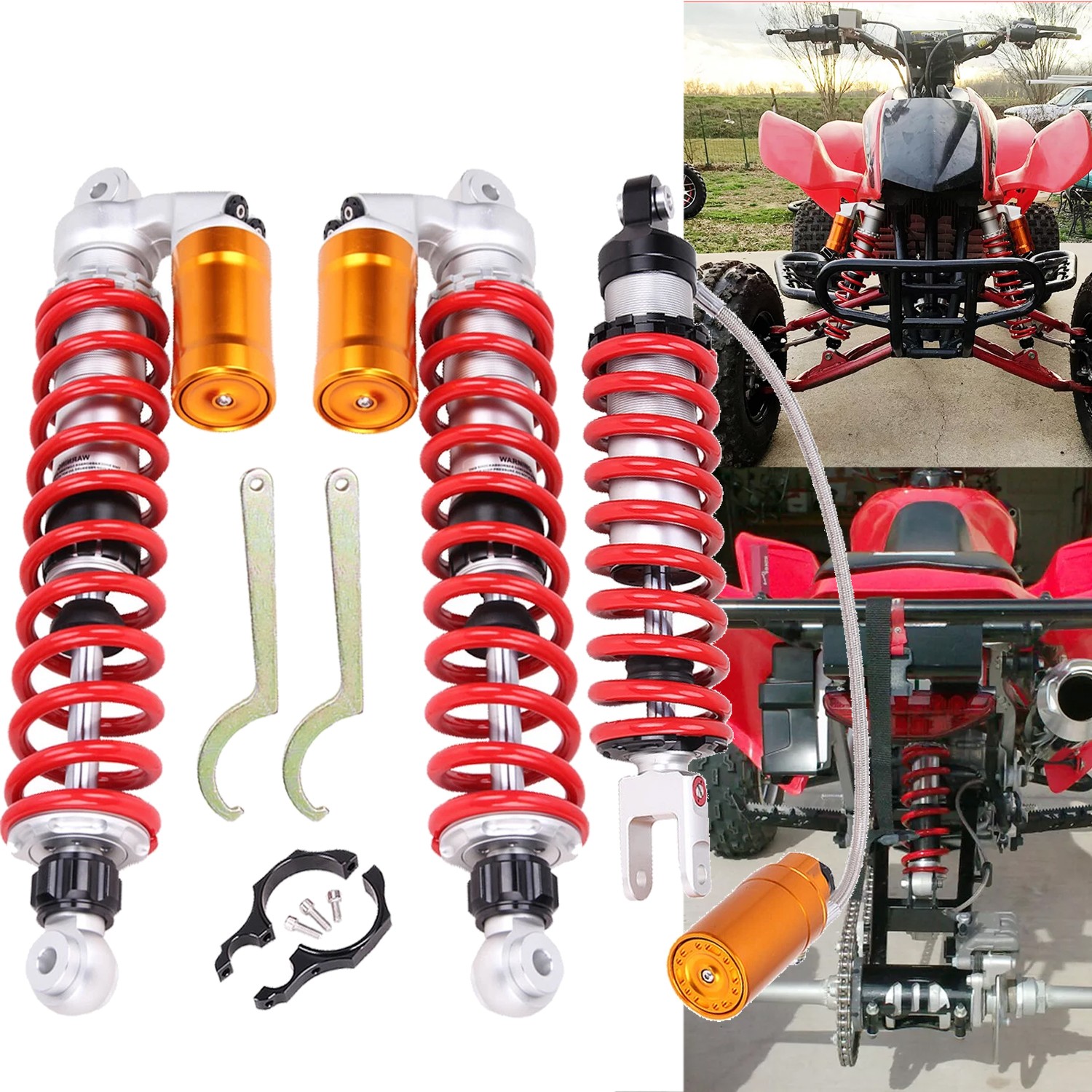 Front & Rear Air Shocks Absorber For Honda Yamaha Raptor 660R 700 700R / YFZ450