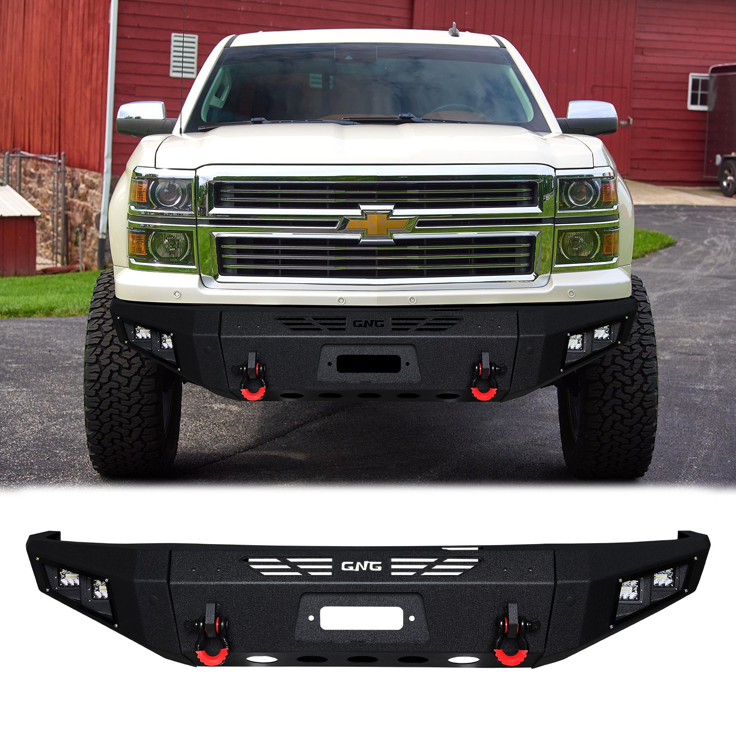 Vijay For 2014-2015 Chevy Silverado 1500 Steel Front Bumper W/Winch Plate& Light