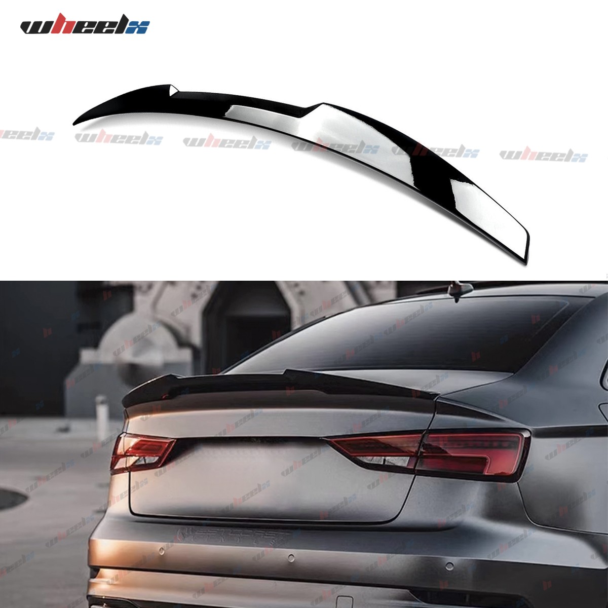 Gloss Black Fits 2013-2019 2020 Audi A3 S3 RS3 Sedan Rear Trunk Spoiler Wing Lip