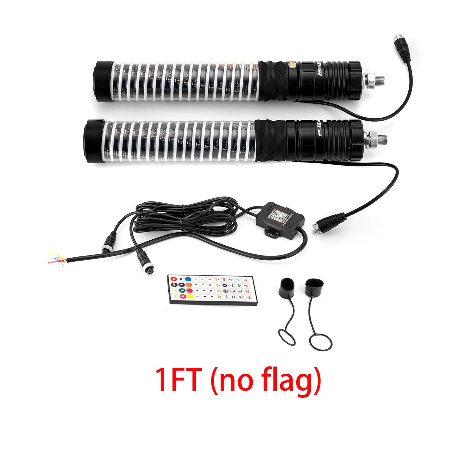 2pcs 1FT/2FT/3FT COB Thick LED Whip Spiral Chasing RGB Fat Whip Lights For UTV