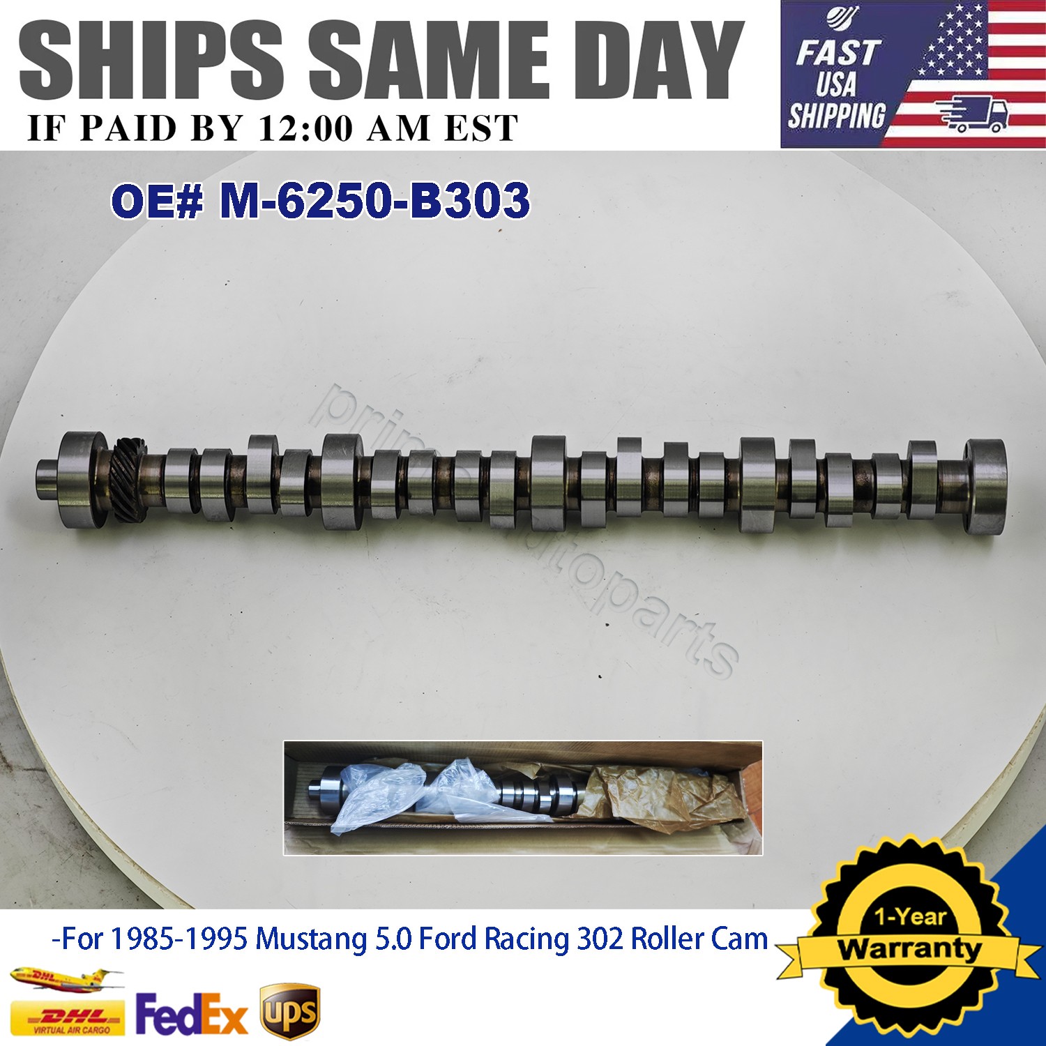For 1985-1995 Mustang 5.0 Ford Performance M-6250-B303 Hydraulic Roller Camshaft