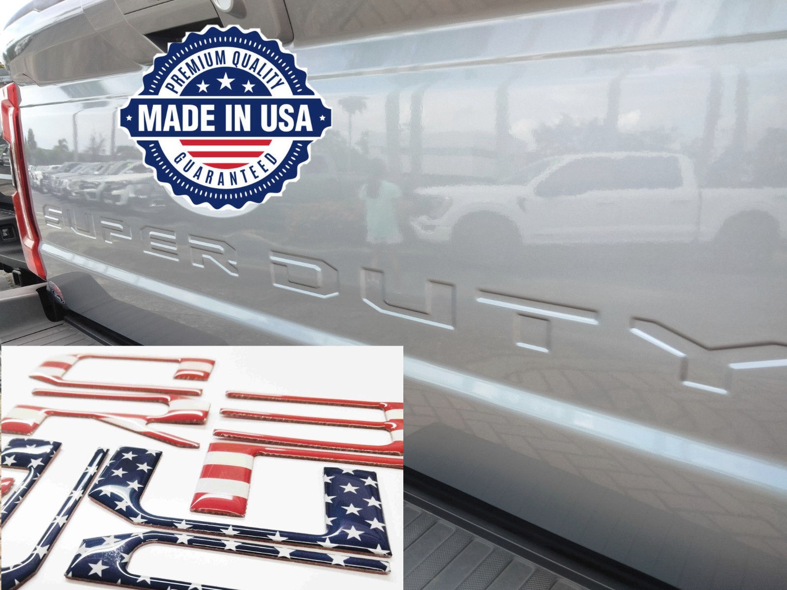 COMPATIBLE WITH 2023 24 25 2026 3D US FLAG DOMED RAISED TAILGATE LETTERS DECALS COMPATIBLE WITH 2023 24 25 2026 3D US FLAG DOMED RAISED TAILGATE LETTERS DECALS