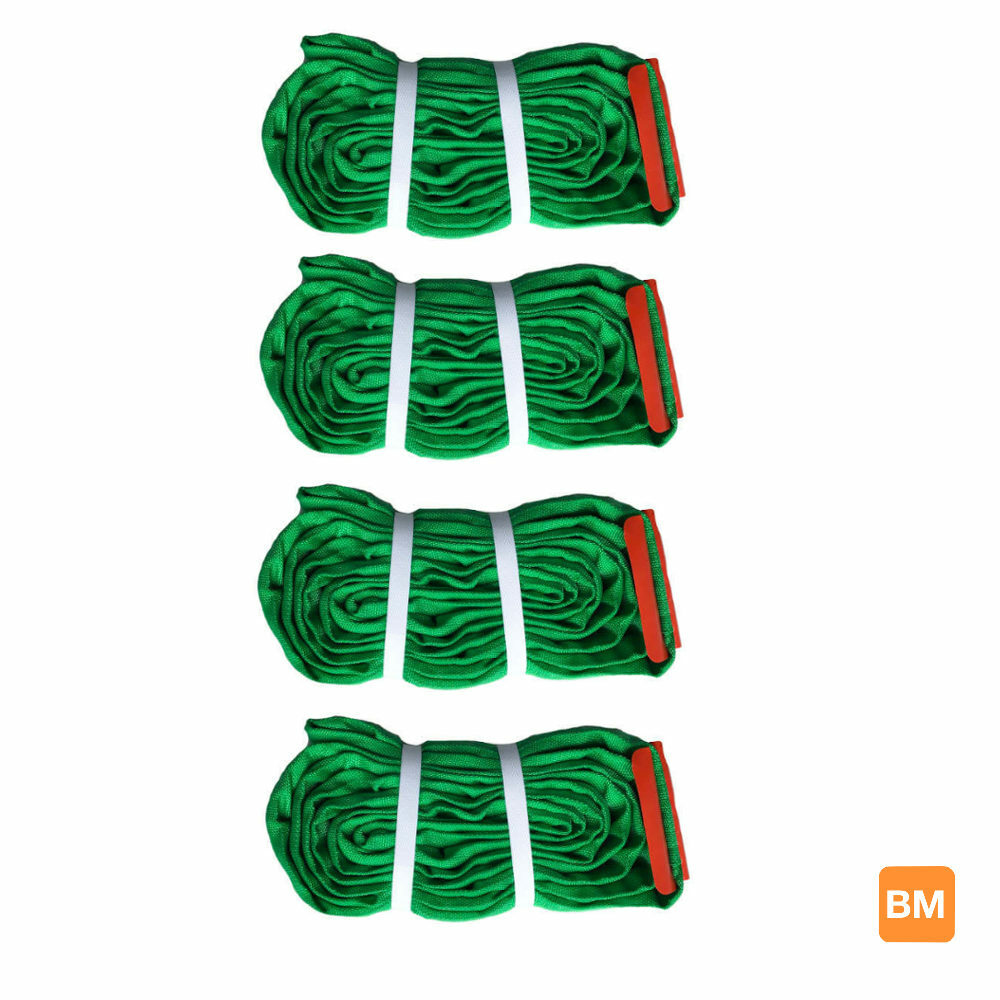 4-Pack  4\' GREEN ROUND ENDLESS LOOP SLING Recovery Crane Winch Lifting Strap
