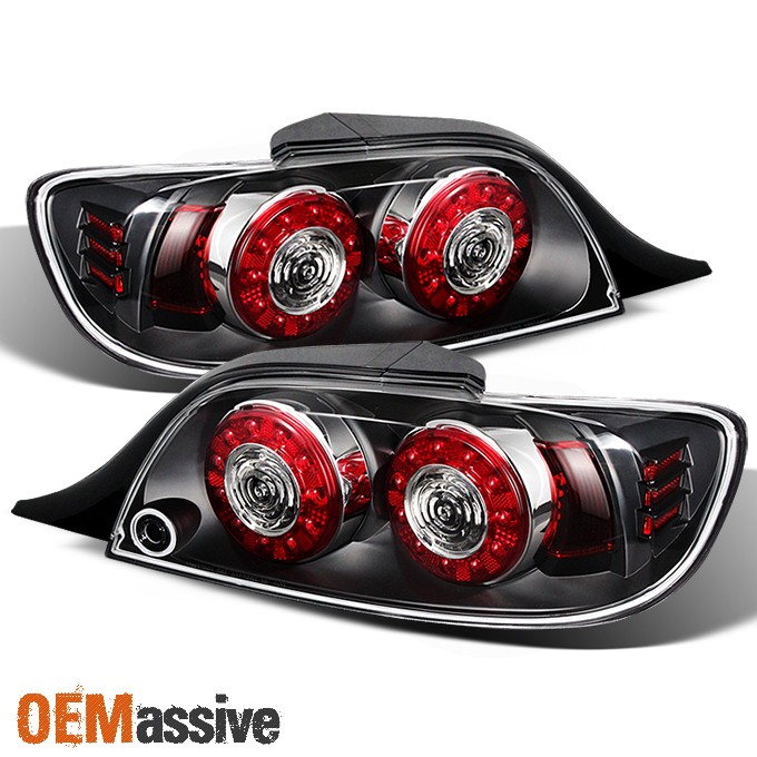 Fit Black 04-08 Mazda RX8 RX-8 JDM Dual Round LED Tail Light Rear Brake Lamp