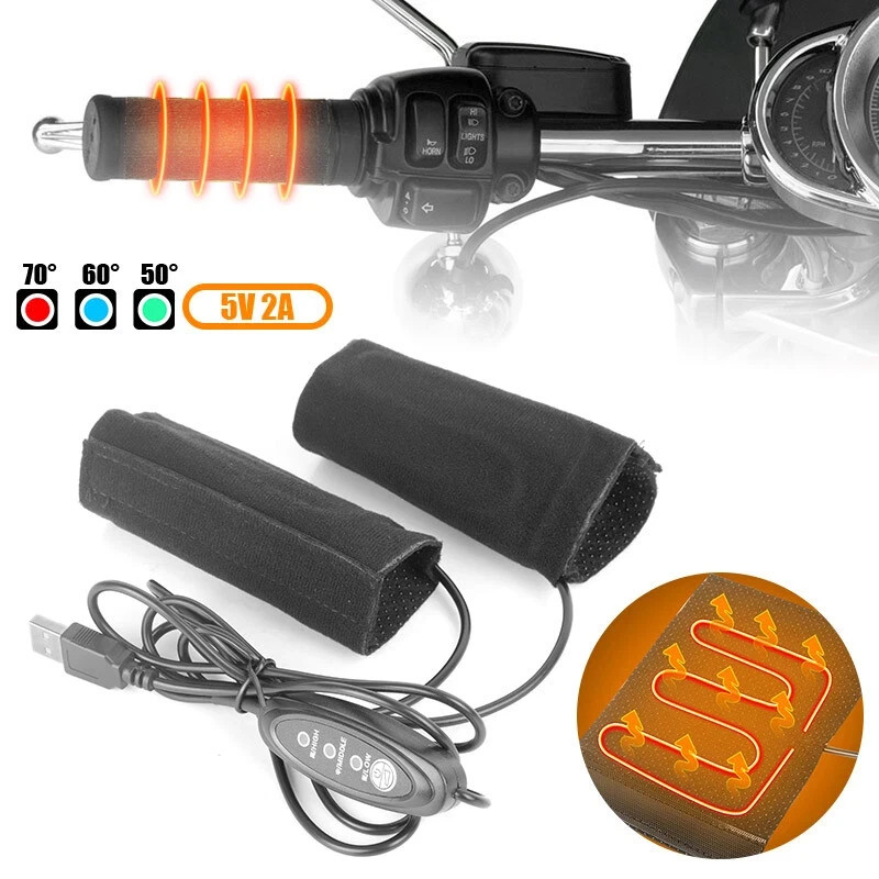 Electric Heated Motorcycle Hand Grips Adjustable Handlebar Cover Warmer Handle