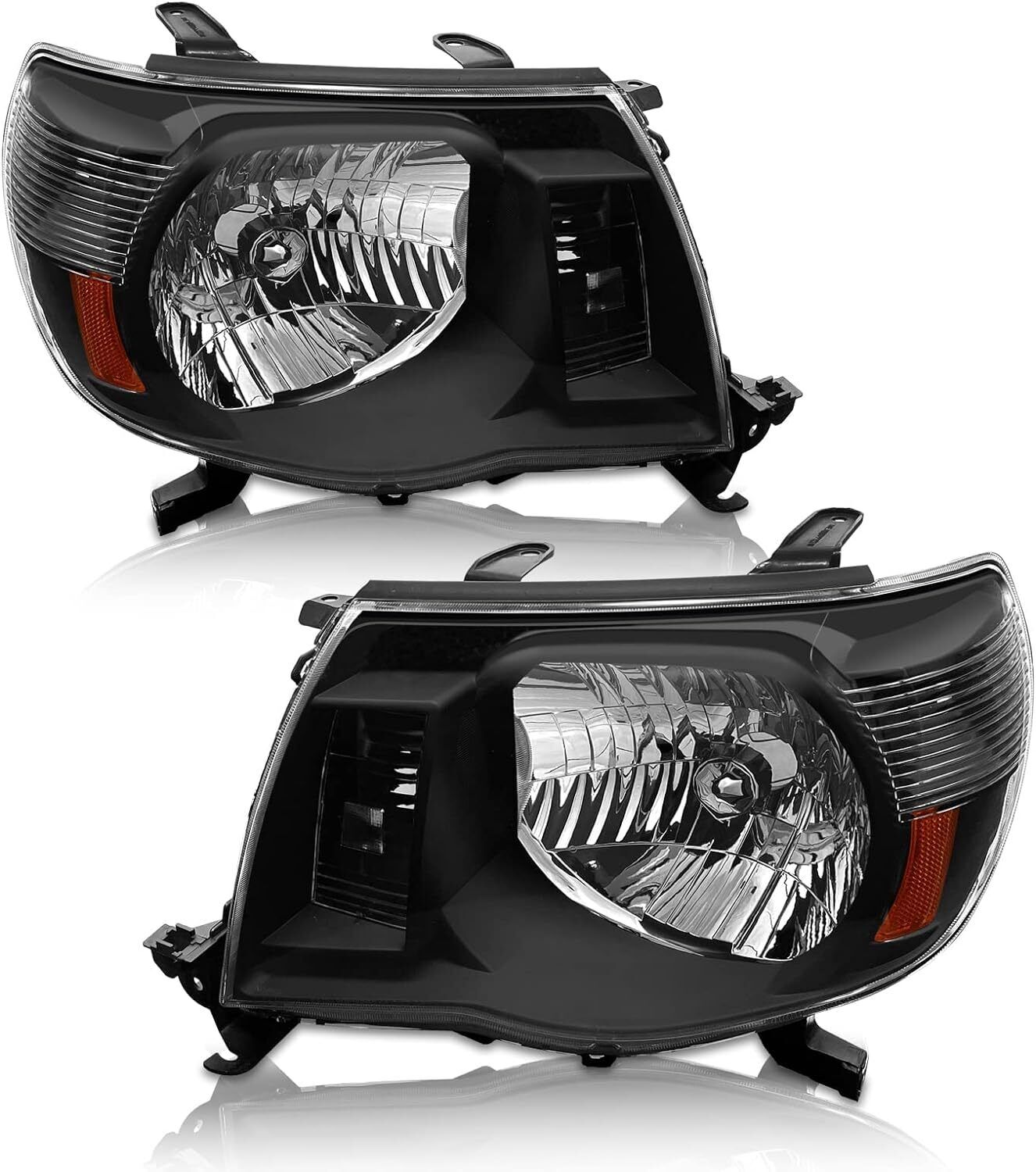 For 2005-2011 Toyota Tacoma Headlights Headlamps Black Driver & Passenger