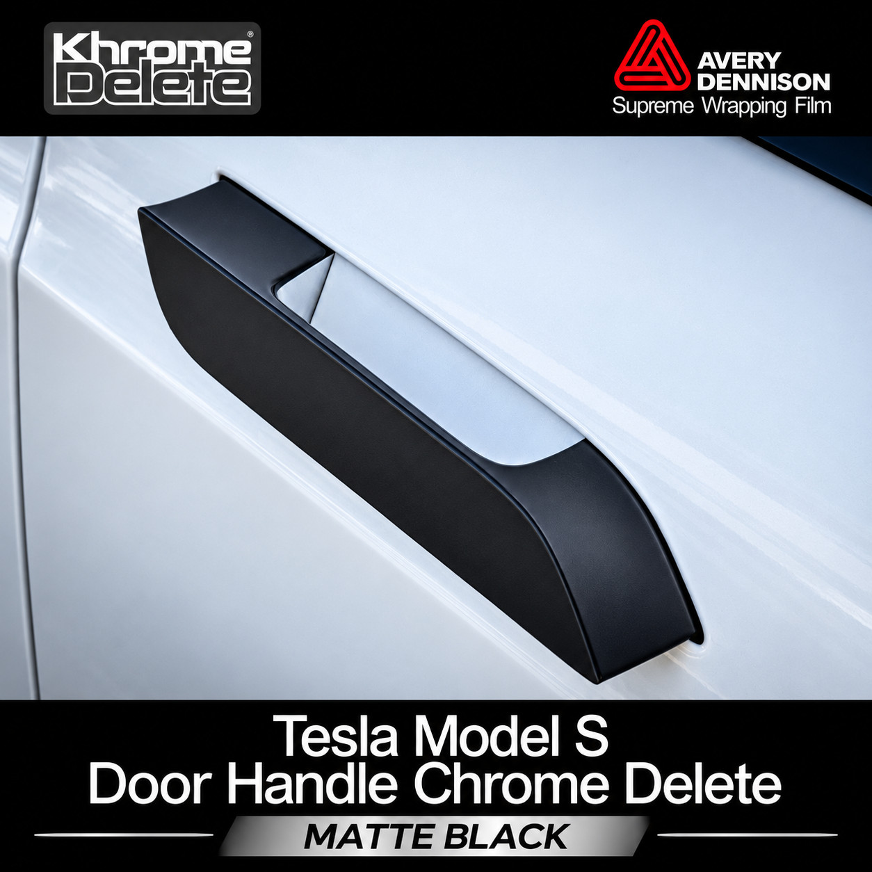 Matte Black Chrome Delete Overlay for 2012–2020 Tesla Model S Handles