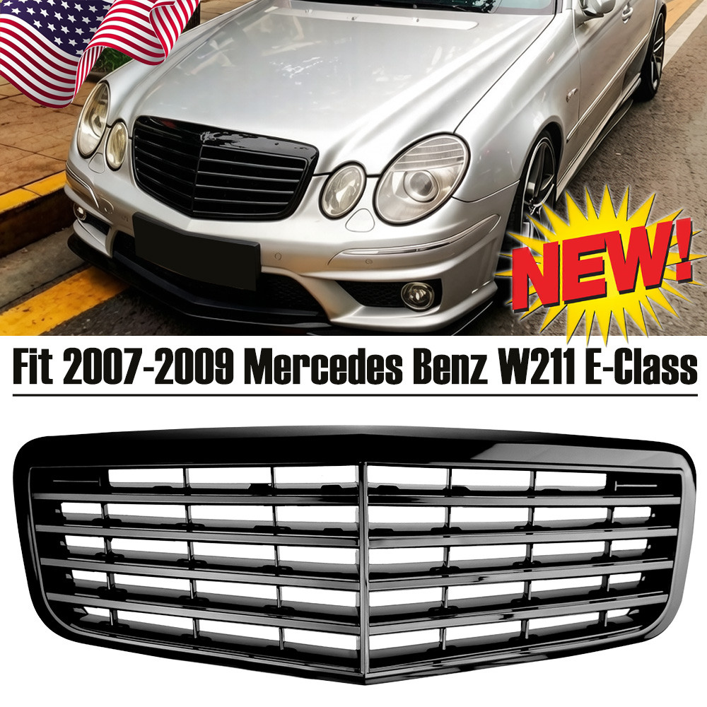Fit 2007-2009 Mercedes Benz W211 E320 E350 E550 Glossy Black Front Grille Grill