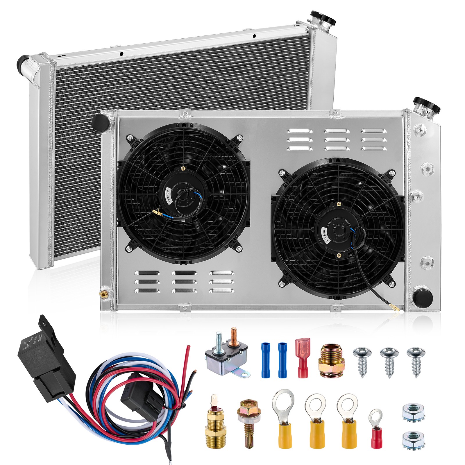 3 Row Aluminum Radiator + Fan Shroud For 1970-1981 Camaro 1978-1987 Monte Carlo