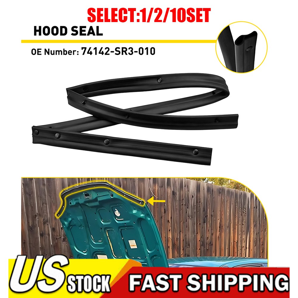 Fit Honda Civic EG 92-95 Front Engine Hood Seal Rubber Strip 74142-SR3-010 1~10X