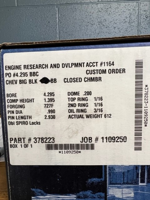 JE PISTONS BBC BIG BLOCK CHEVROLET NEW