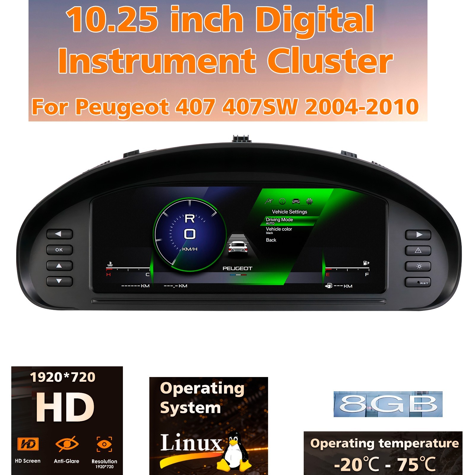 For Peugeot 407 2004-2010 Digital LCD Instrument Cluster Speedometer Dashboard For Peugeot 407 2004-2010 Digital LCD Instrument Cluster Speedometer Dashboard