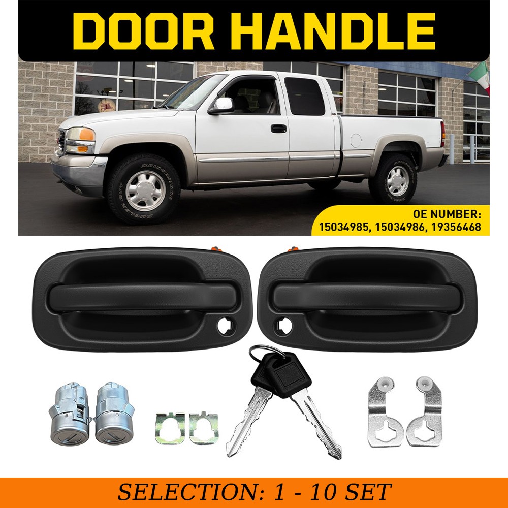 2-20X Exterior Door Handle w/ Lock Cylinders & Keys For GMC Yukon Denali 2002-05