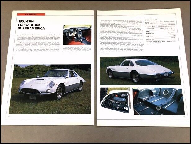 Ferrari 400 Superamerica Car Review Print Article with Specs 1960 1961 1964 P170
