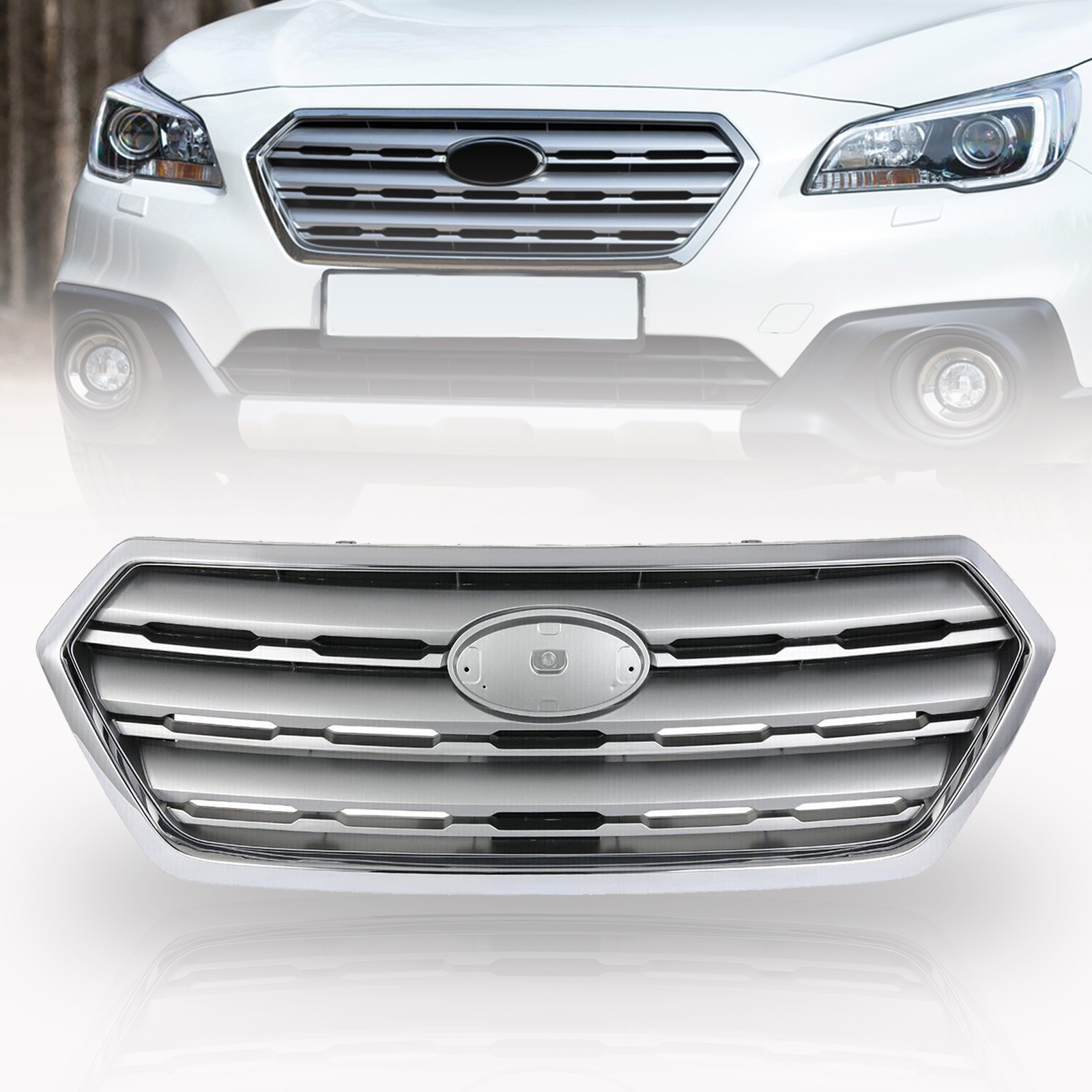 For 2015-17 Subaru Outback Front Bumper Grill Grille Chrome Plastic