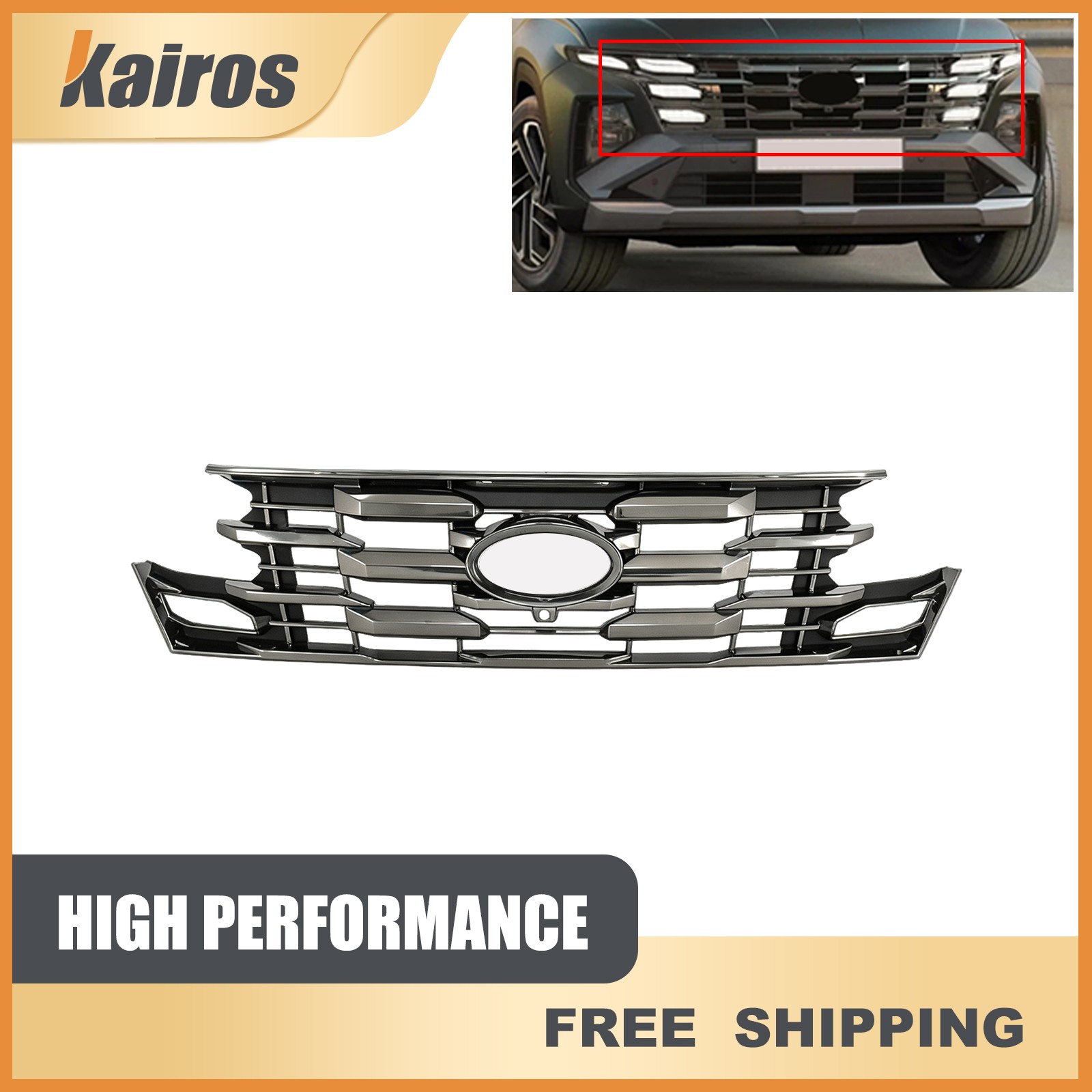 New Front Grille Black Chrome Fits 2025 2026 Hyundai Tucson 86350N9HB0TRC