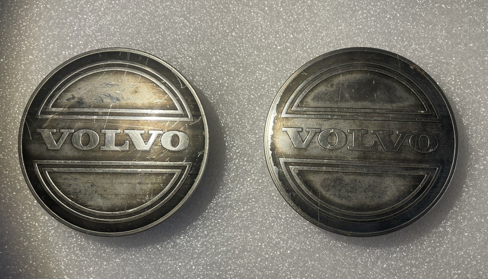 SUPER RARE All-metal  Vintage Volvo Hubcaps Central Caps - Pair