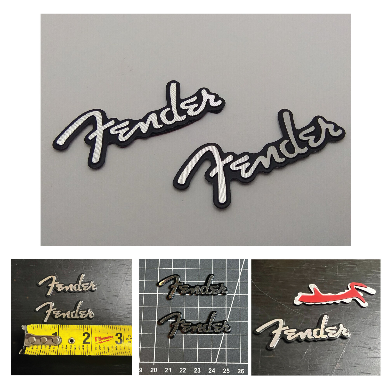 2 x Emblem Guitar Badge Decal Replacement fits Fender 2 Pack New 2 x Emblem Guitar Badge Decal Replacement fits Fender 2 Pack New