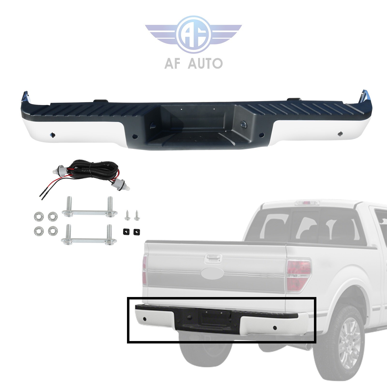 Chrome Rear Bumper Assembly W/ Sensor Holes For 2009-2014 Ford F150 Styleside
