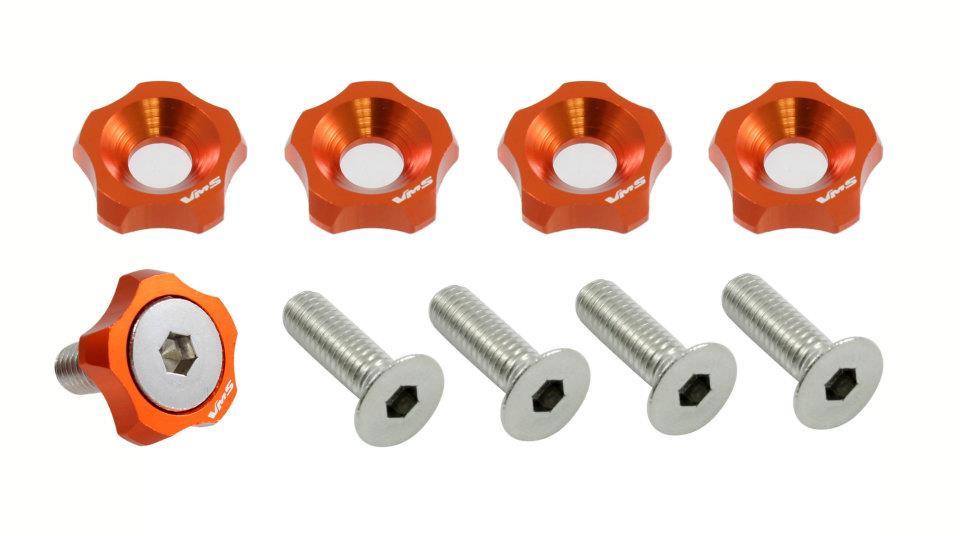 NEW VMS STAR 20 PC FENDER BUMPER HEADLIGHT WASHER 10MM 10 MM BOLT KIT ORANGE